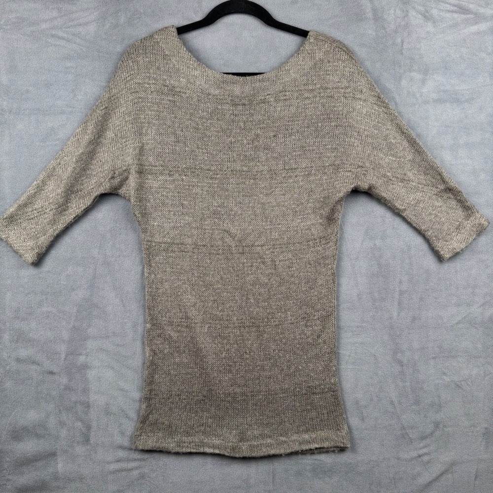 Sparkle & Fade Metallic Knit Tunic Top Neutral Gold Accents Women's Size XS